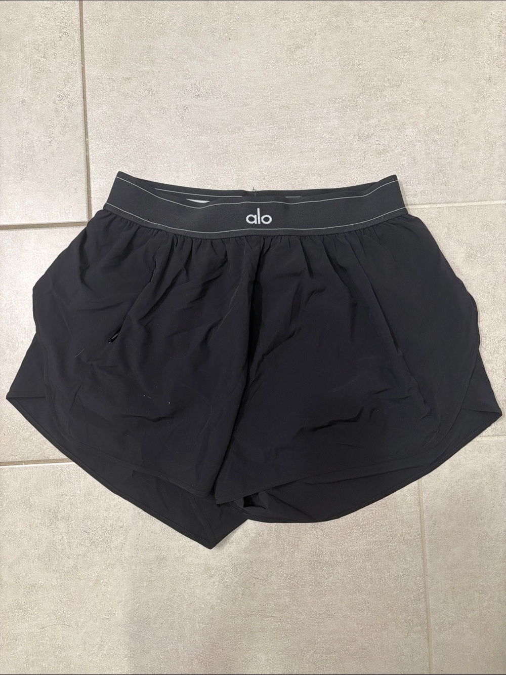 ALO Yoga Match Point Black Women's Running Shorts with Elastic Waistband